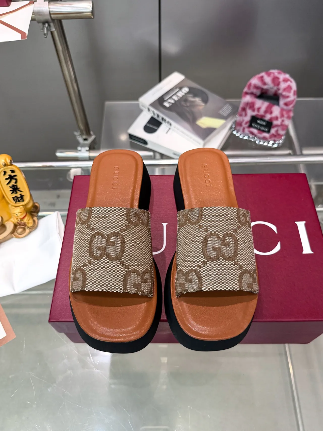 Gucci GG Monogram Platform Slide Slippers 14