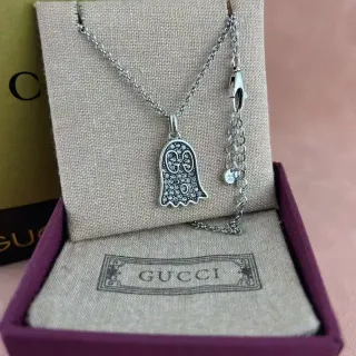 Gucci Ghost Pendant Silver-Tone Crystal Necklace