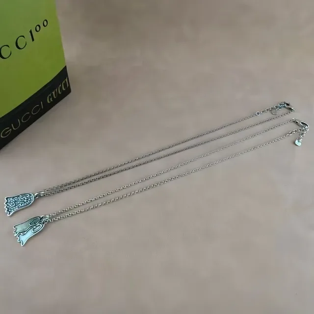 Gucci Ghost Pendant Silver-Tone Crystal Necklace 7