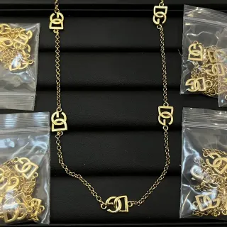 Gucci Gold Chain Interlocking G Logo Charms Necklace