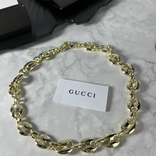 Gucci 金色椭圆链条项链