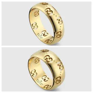 Gucci Gold Polished Interlocking GG Cutout Motif Ring