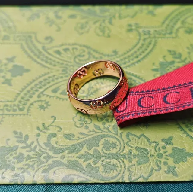 Gucci Gold Polished Interlocking GG Cutout Motif Ring 5