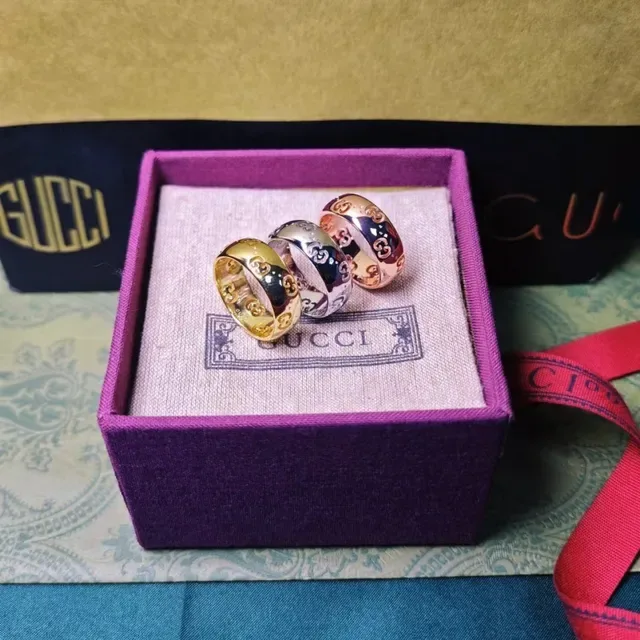 Gucci Gold Polished Interlocking GG Cutout Motif Ring 8