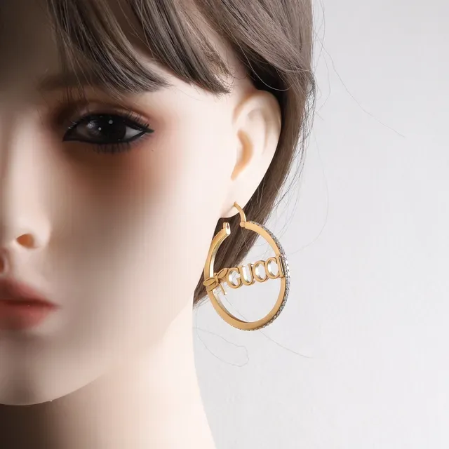 Gucci Gold Silver Hoop Logo-Integrated Earrings 3