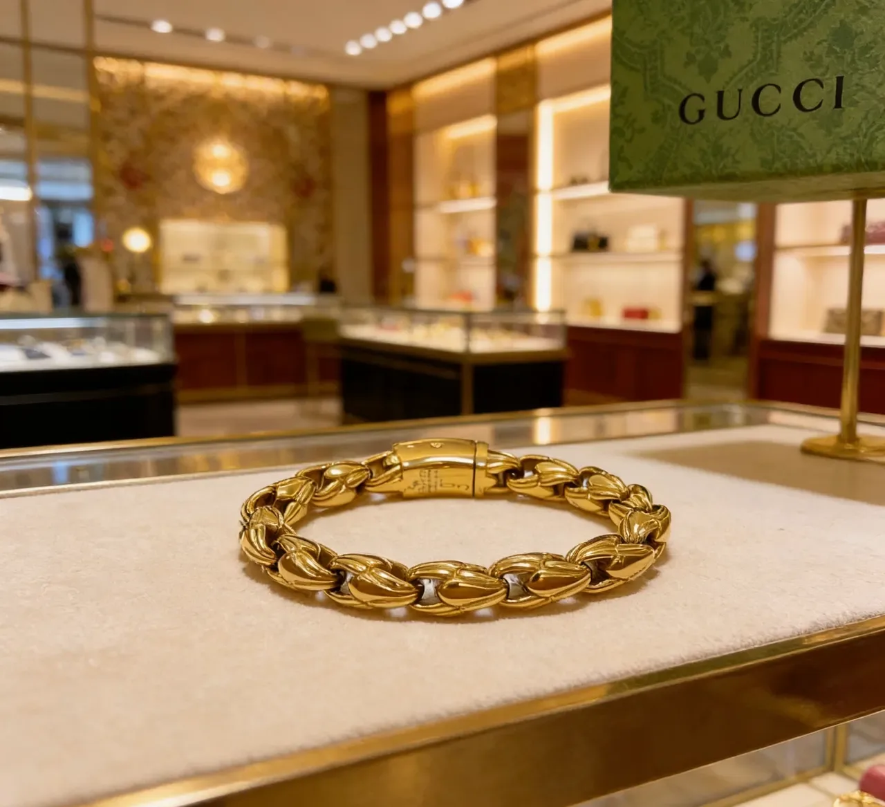 Gucci Gold-Tone Sculpted Link Bracelet 6