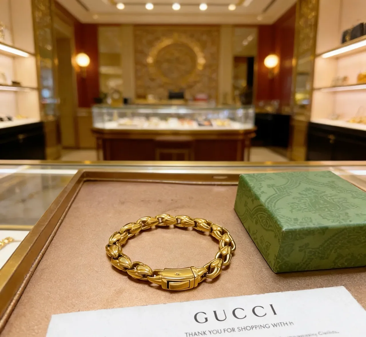 Gucci Gold-Tone Sculpted Link Bracelet 7