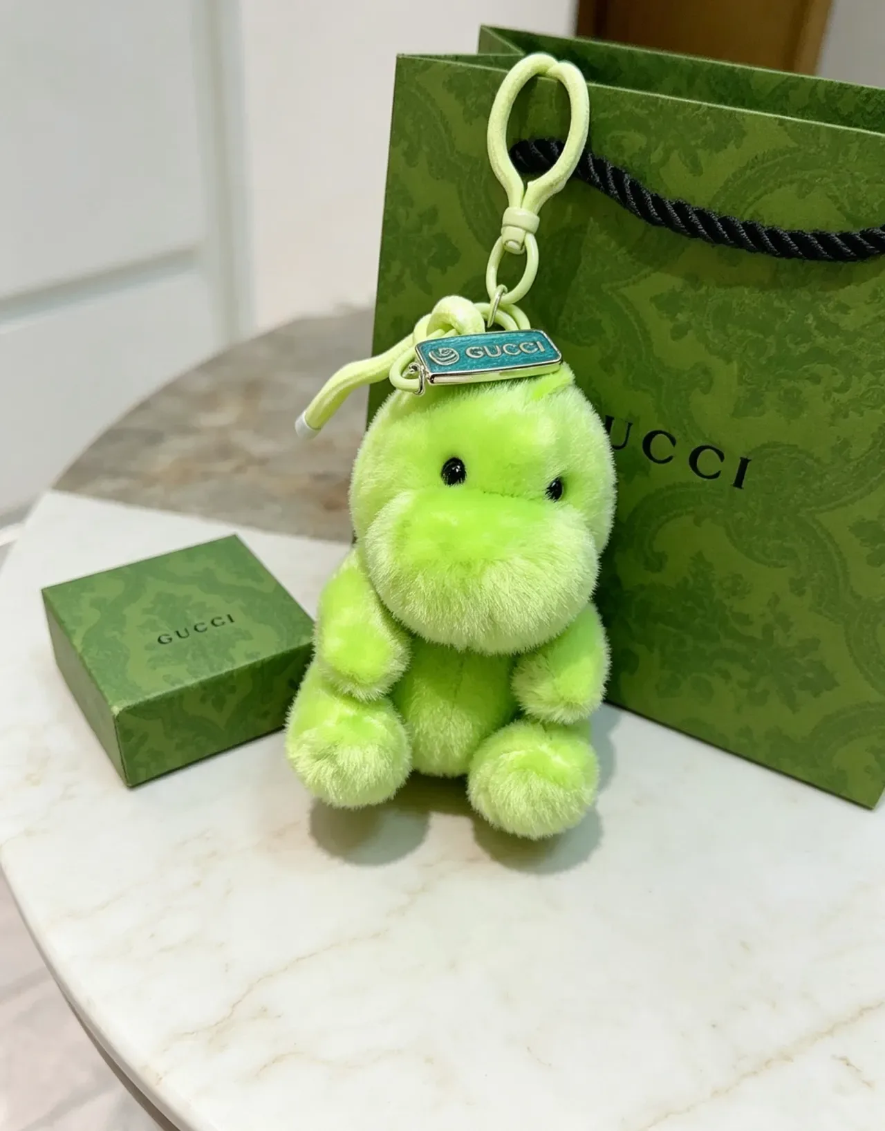 Gucci Green Blue Plush Fuzzy Animal Light Handbag 7