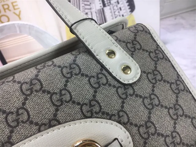 Gucci সবুজ বাদামী GG Supreme ক্যানভাস চামড়া ট্রিম টোট ব্যাগ 4