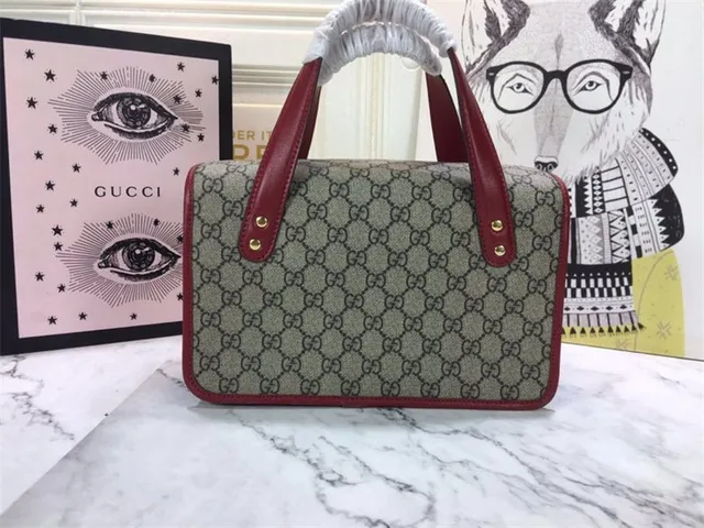 Gucci সবুজ বাদামী GG Supreme ক্যানভাস চামড়া ট্রিম টোট ব্যাগ 16