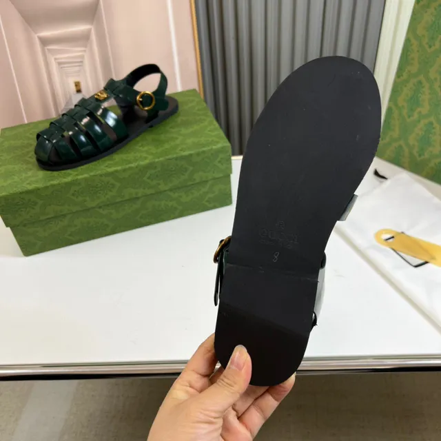 Gucci Vert Or Cuir Patenté Brillant Sandales Gladiateur Multi Sangle 9