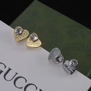 Gucci Heart-Shaped Crystal Stud Earrings