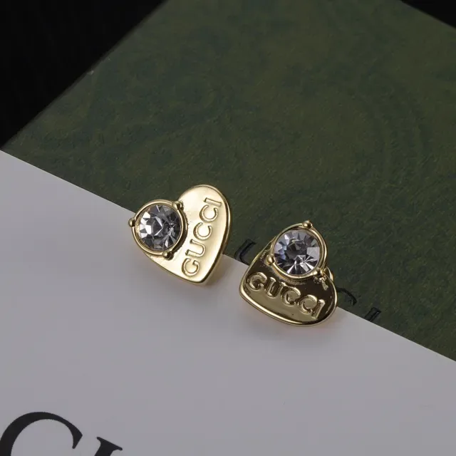 Gucci Heart-Shaped Crystal Stud Earrings 8
