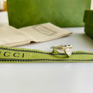 Gucci Heart-Shaped Engraved Logo Ring