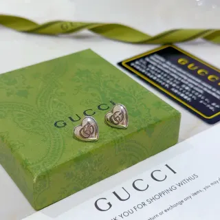 Gucci Heart-Shaped Interlocking GG Stud Earrings