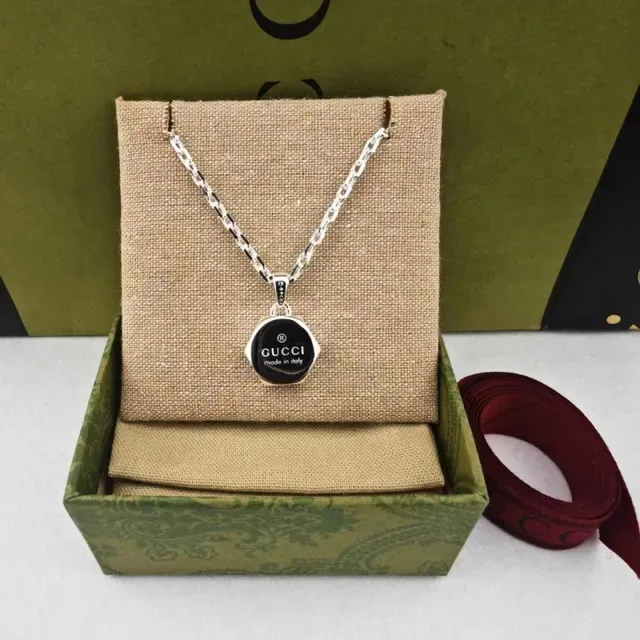 Gucci Hexagon Pendant Silver Chain Necklace 6