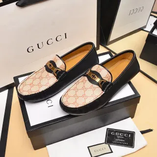 Gucci Horsebit 1955 Beige and Black GG Monogram Loafers
