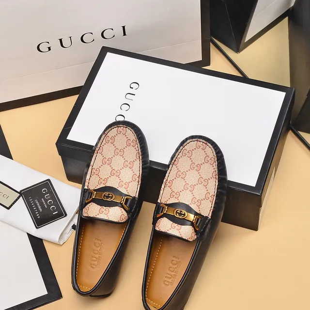 Gucci Horsebit 1955 Beige et Noir GG Monogram Loafers 3