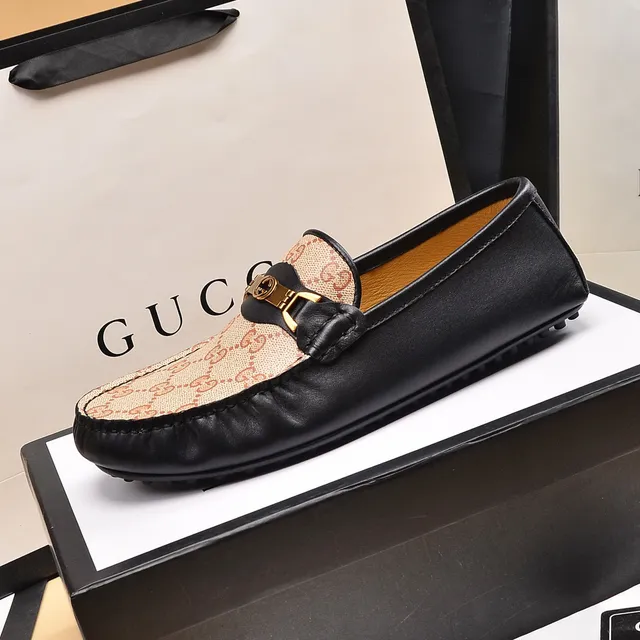Gucci Horsebit 1955 Beige et Noir GG Monogram Loafers 5