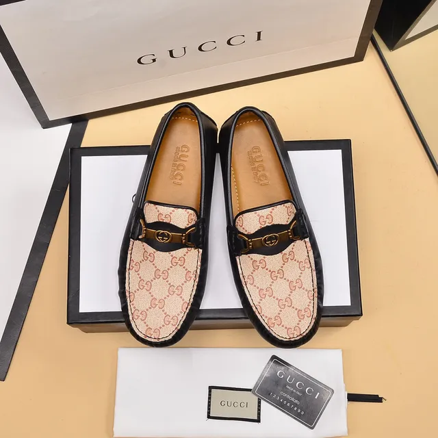 Gucci Horsebit 1955 Beige et Noir GG Monogram Loafers 6