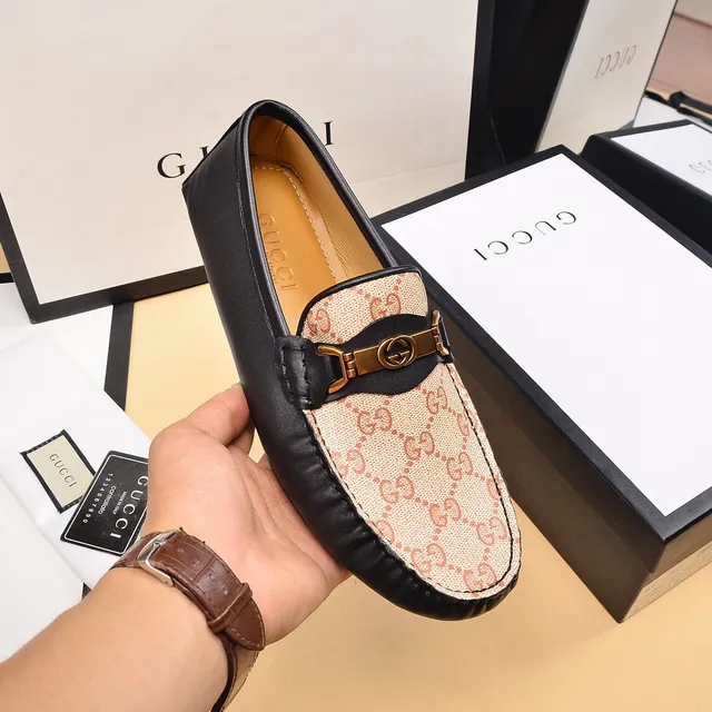 Gucci Horsebit 1955 Beige et Noir GG Monogram Loafers 7