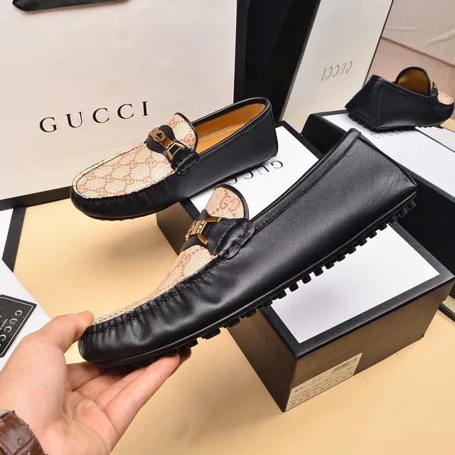 Gucci Horsebit 1955 Beige et Noir GG Monogram Loafers 8