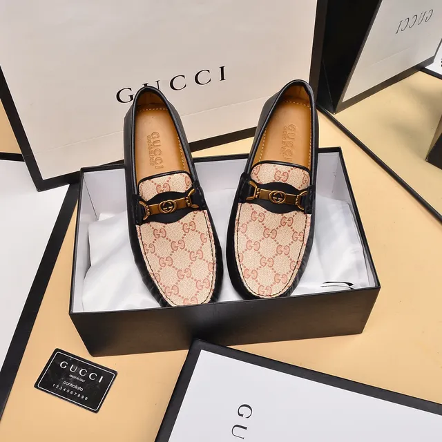 Gucci Horsebit 1955 Beige et Noir GG Monogram Loafers 9