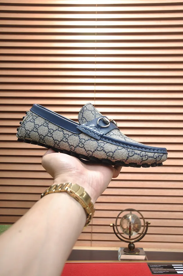 Gucci Horsebit 1955 Beige and Navy Loafers 4
