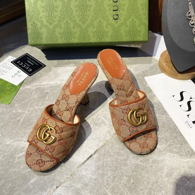 Gucci Horsebit 1955 Beige et Orange GG Monogram Sandales Mule Casual 3