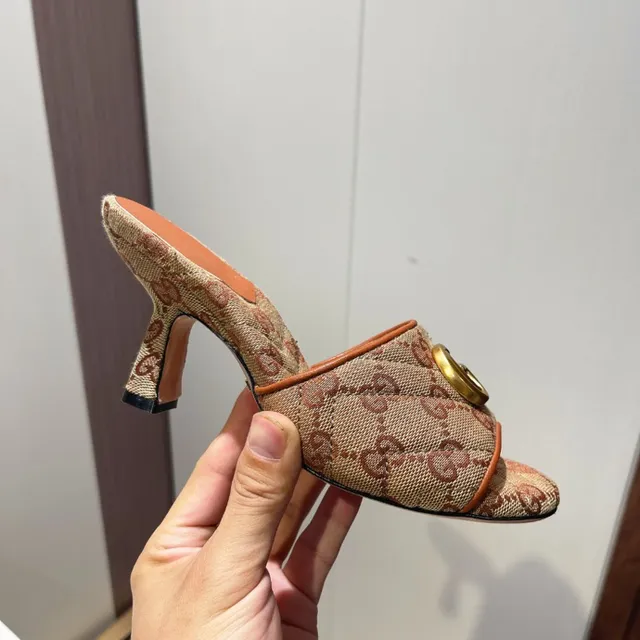 Gucci Horsebit 1955 Beige et Orange GG Monogram Sandales Mule Casual 4
