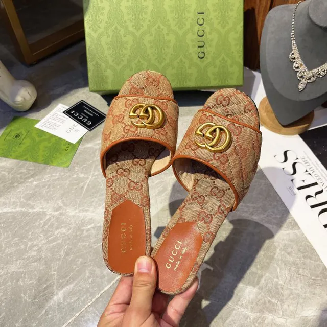 Gucci Horsebit 1955 Beige et Orange GG Monogram Sandales Mule Casual 5