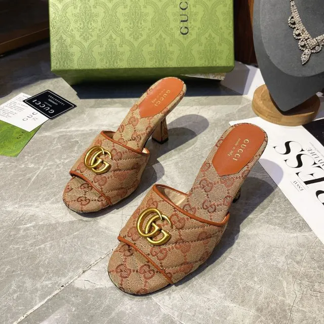 Gucci Horsebit 1955 Beige et Orange GG Monogram Sandales Mule Casual 7