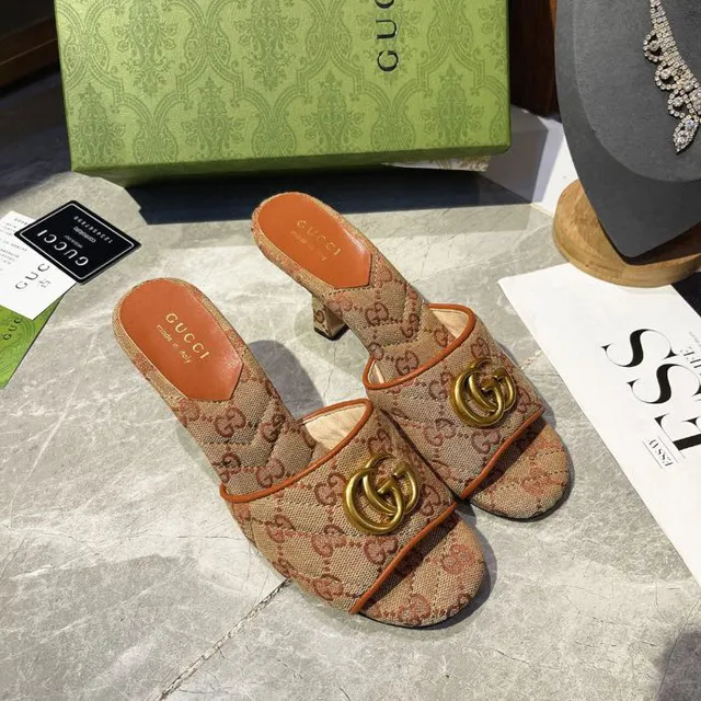 Gucci Horsebit 1955 Beige et Orange GG Monogram Sandales Mule Casual 8