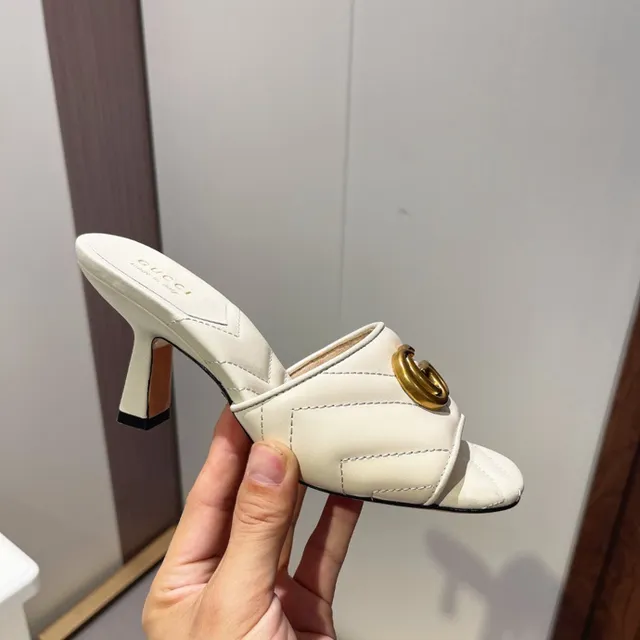 Gucci Horsebit 1955 Beige Gold Quilted Leather Interlocking GG Buckle Block Heel 3