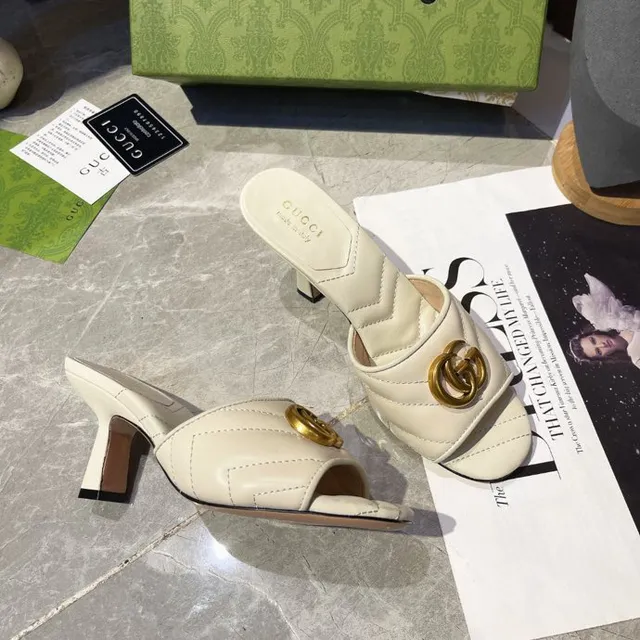 Gucci Horsebit 1955 Beige Gold Quilted Leather Interlocking GG Buckle Block Heel 5