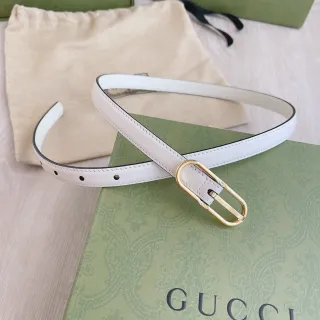 Gucci Horsebit 1955 Beige Gold Slim-Profile Ivory Leather Belt