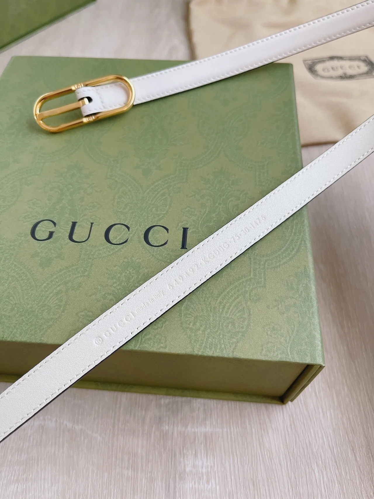 Gucci Horsebit 1955 Beige Gold Slim-Profile Ivory Leather Belt 4