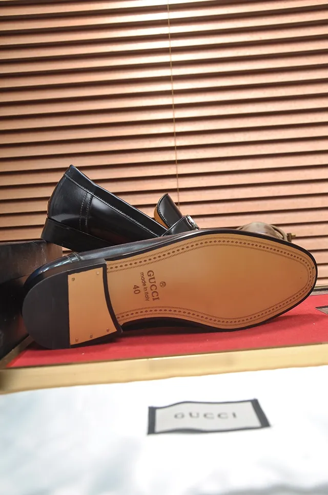 Gucci Horsebit 1955 Black Brown Polished Leather Buckle Loafer 3