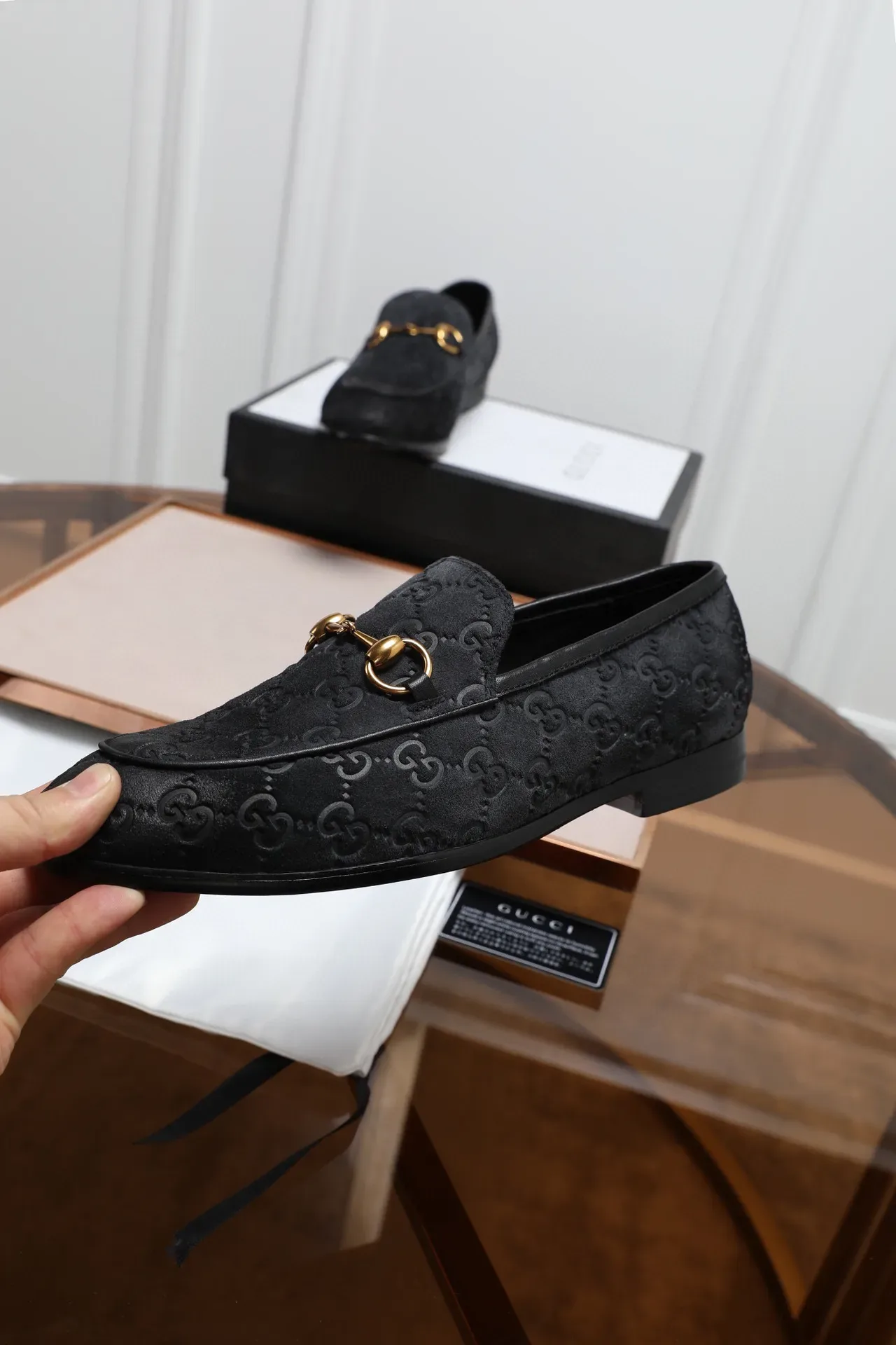 Gucci Horsebit 1955 Black GG Monogram Loafers 2