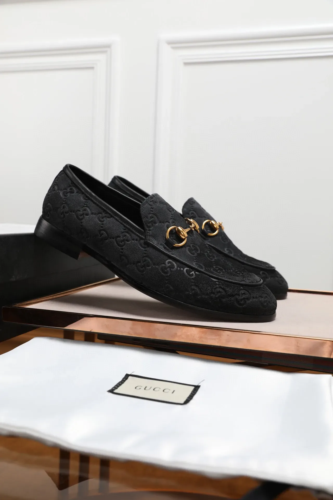 Gucci Horsebit 1955 Black GG Monogram Loafers 4