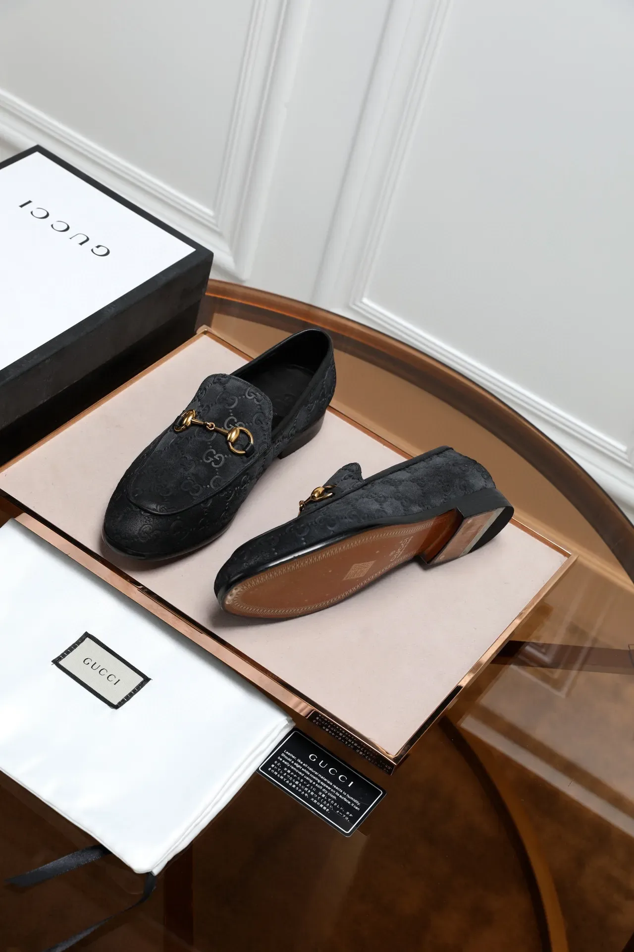 Gucci Horsebit 1955 Black GG Monogram Loafers 6