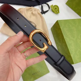 Gucci Horsebit 1955 Black Gold G-Shaped Buckle Smooth Strap Leather Belt