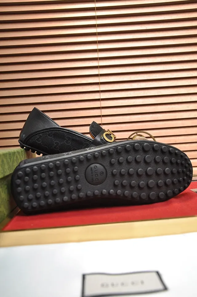 Gucci Horsebit 1955 Noir Doré GG Monogram Toile Sangle Logo Mocassins 5