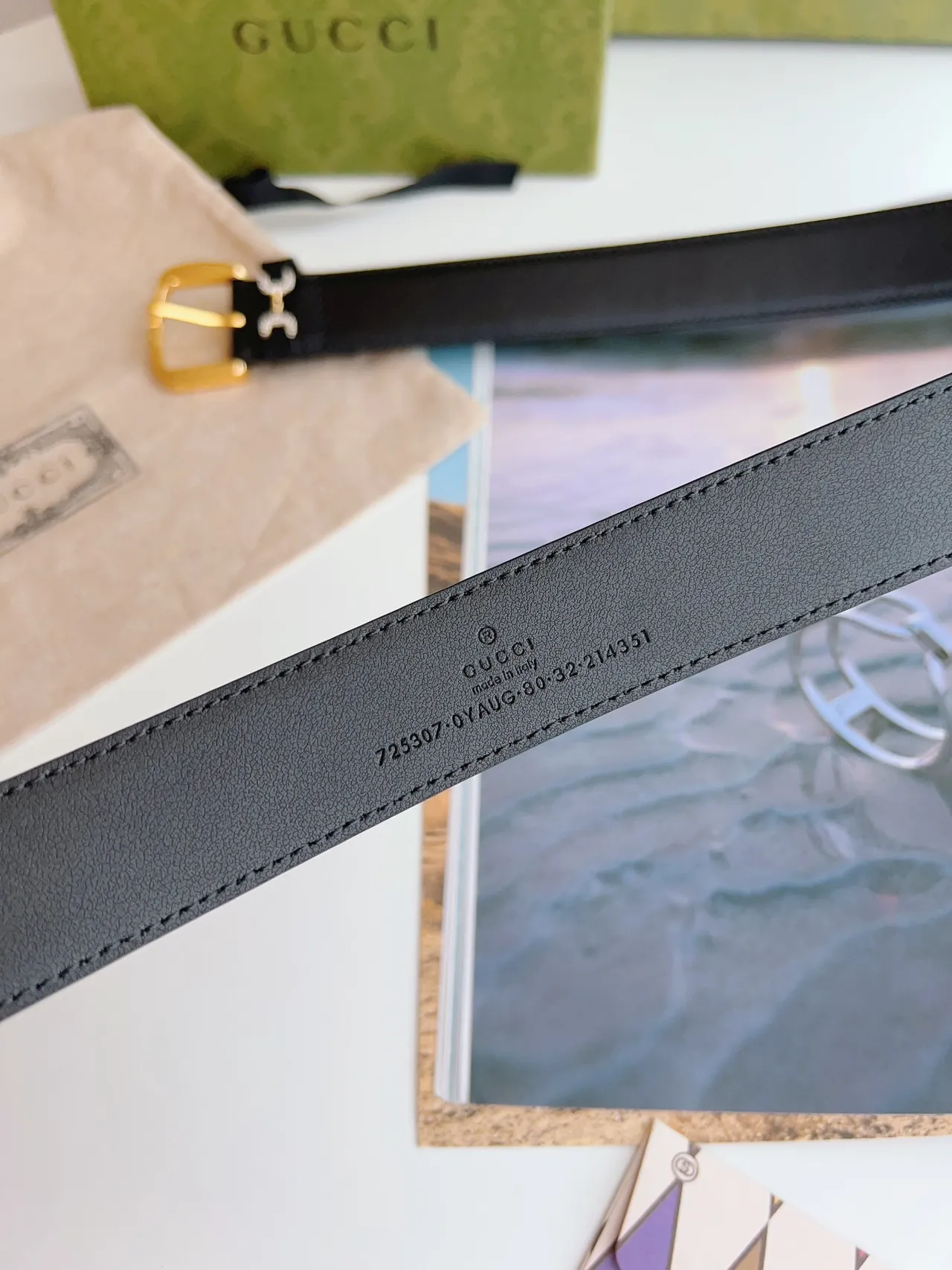 Gucci Horsebit 1955 Black Gold Smooth Rectangular Buckle Leather Belt 6