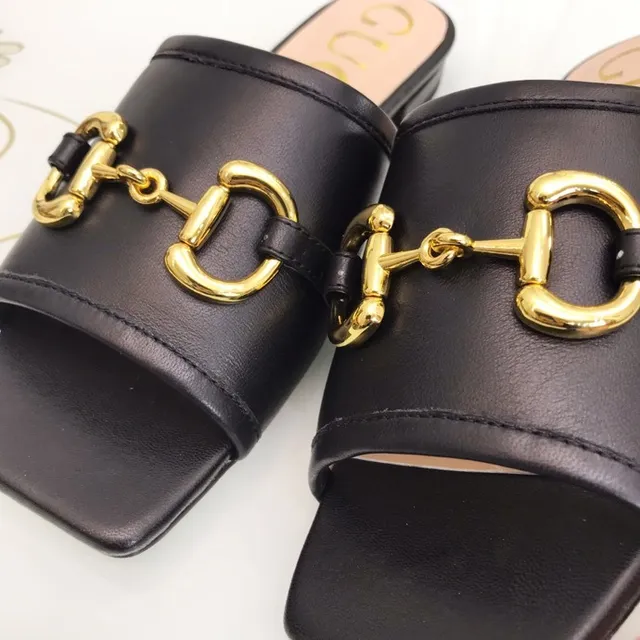 Gucci Horsebit 1955 Black Leather Gold Horsebit Slippers 2