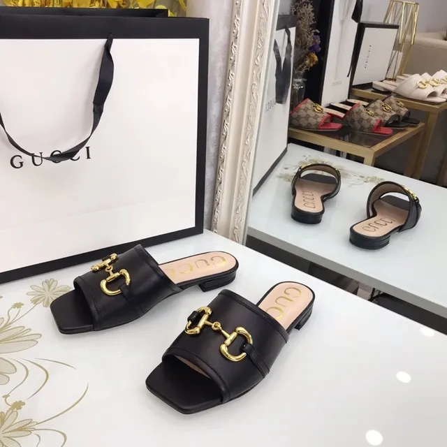 Gucci Horsebit 1955 Black Leather Gold Horsebit Slippers 5
