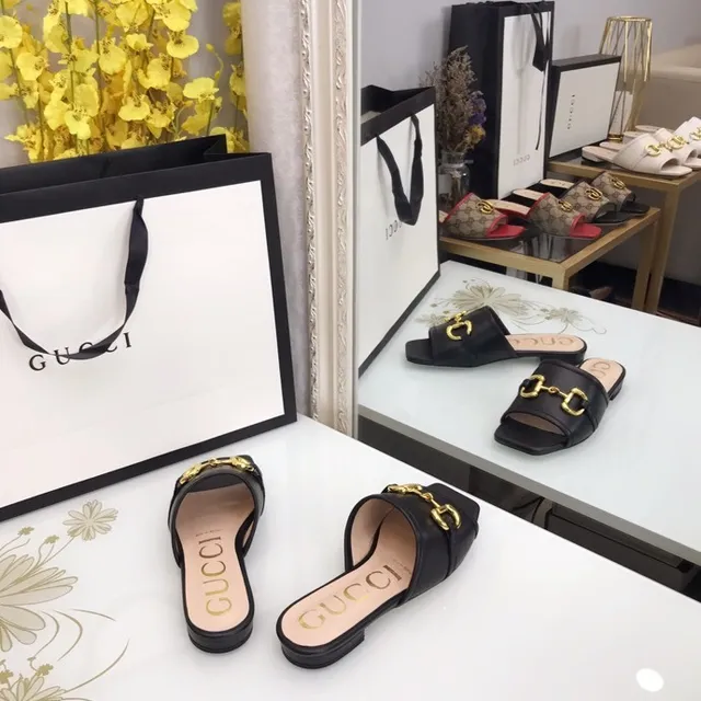 Gucci Horsebit 1955 Black Leather Gold Horsebit Slippers 8