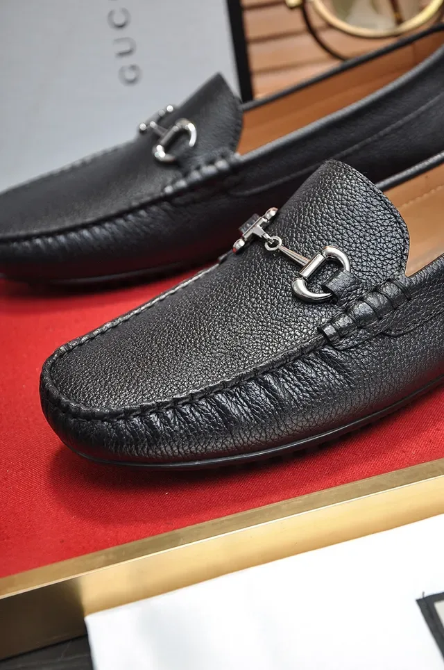 Gucci Horsebit 1955 Mocassins de Couro Preto Granulado 3