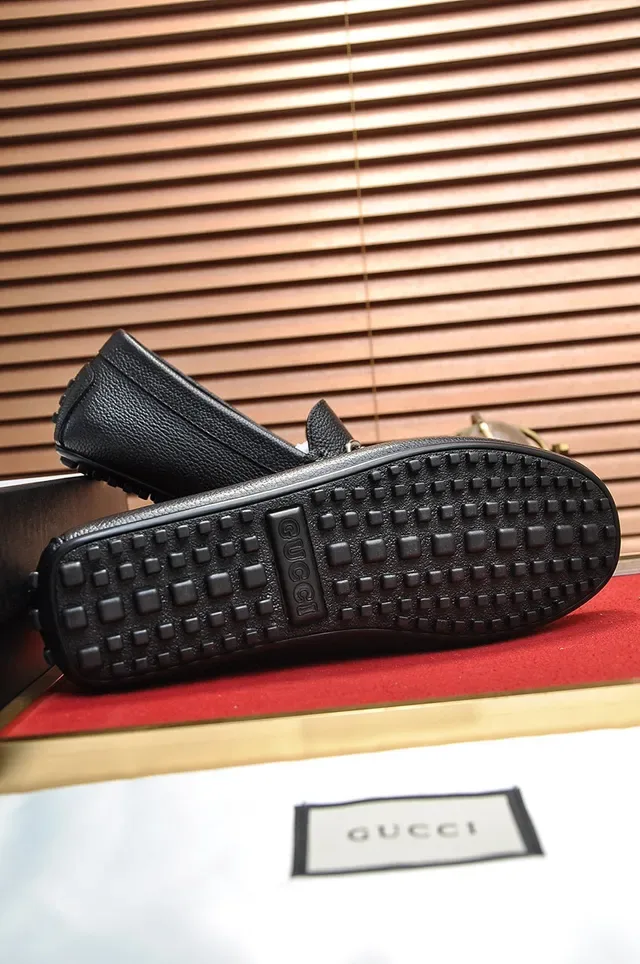 Gucci Horsebit 1955 Mocassins de Couro Preto Granulado 4