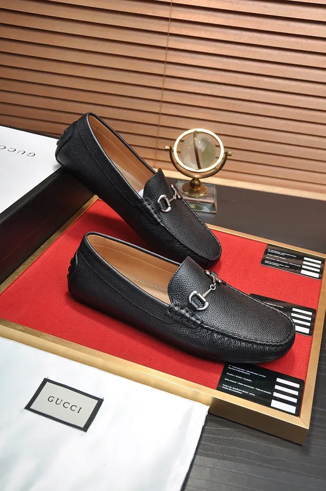 Gucci Horsebit 1955 Mocassins de Couro Preto Granulado 5